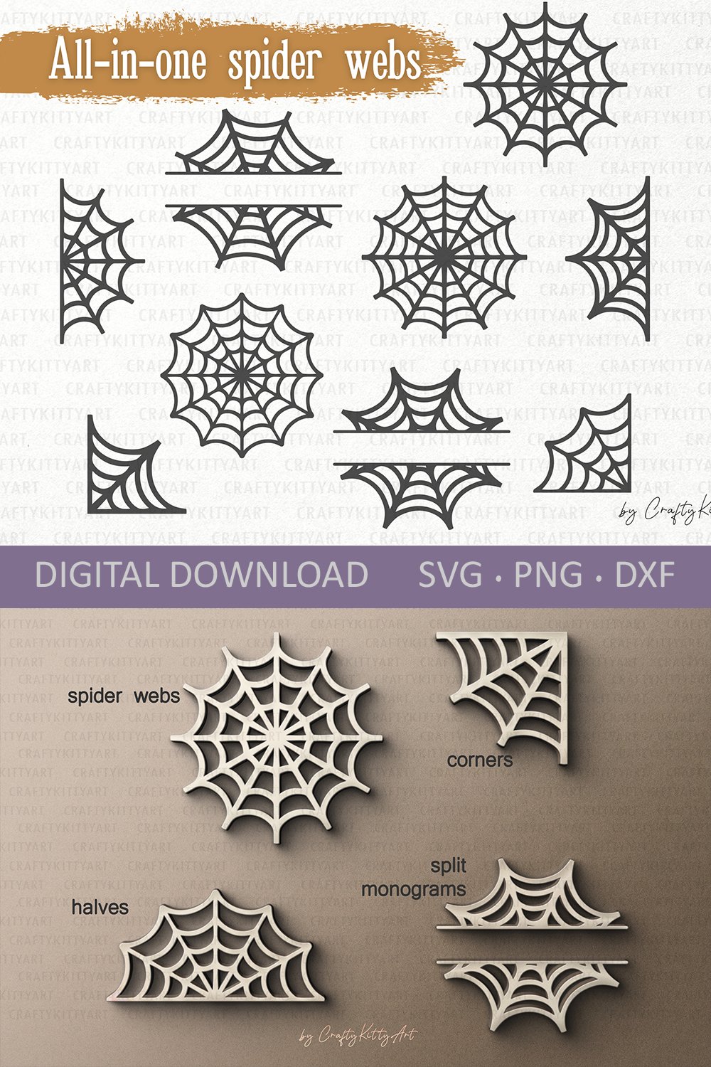 Spider Web Splitting Inhalf Spiderweb Split Monogram, Corner Spider Web, Half Spider Web