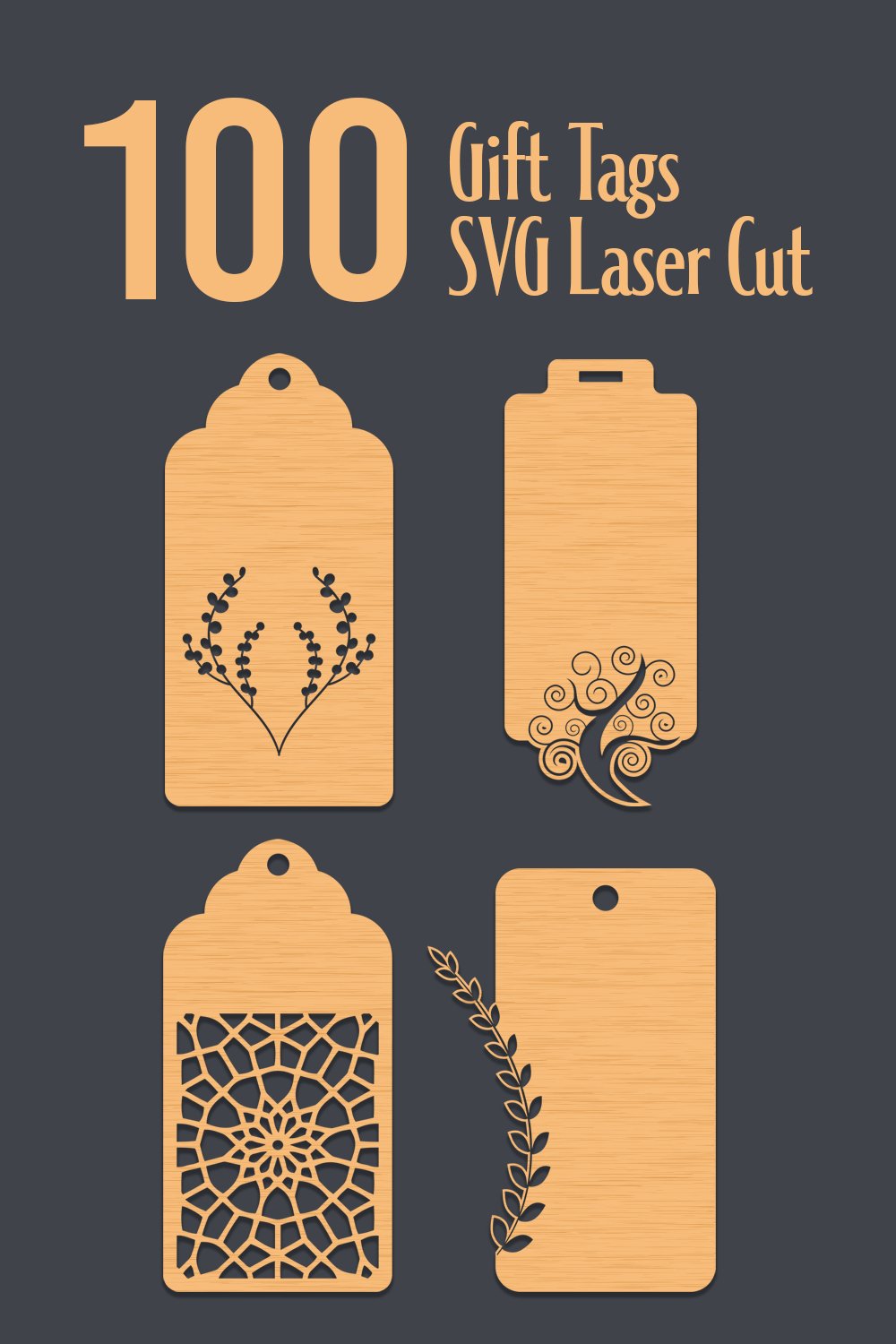 100 Gift Tags Laser Cut SVG Files Template