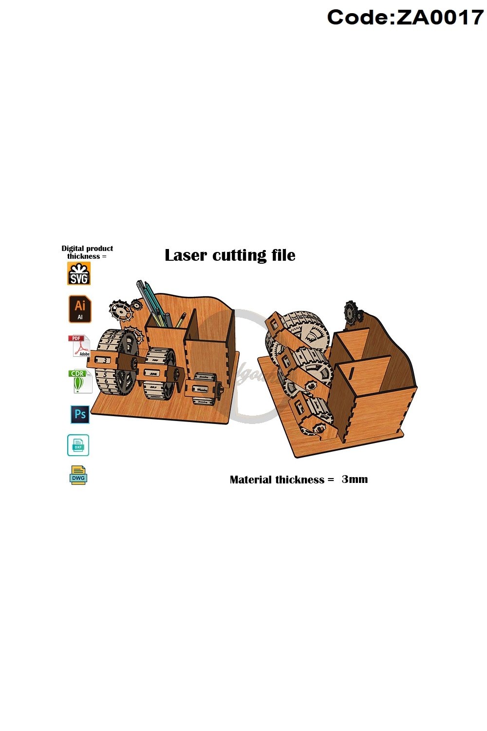 Calendar with Pen Holder SVG 3mm Laser Cut File