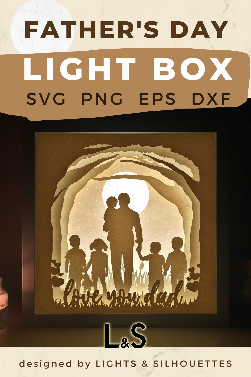 Layered Dad Shadow Box File | Father's Day Lightbox Template