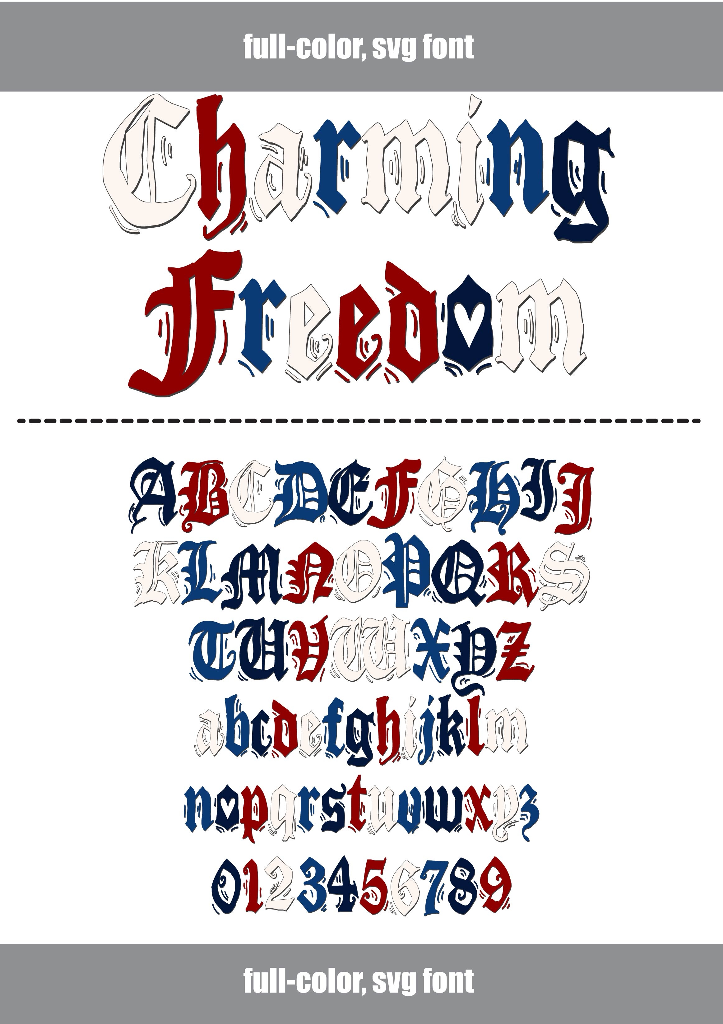 Freedom Script Font Svg Full Color American SVG Font Great for Independence Day