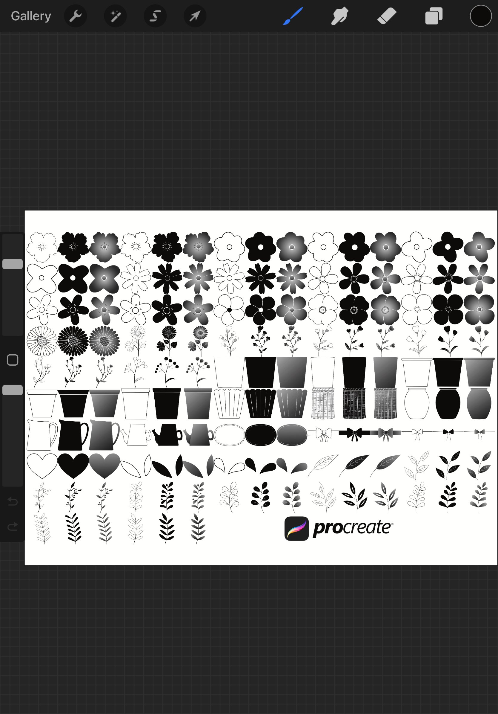 Floral Flower Set 1 Procreate Brush Stamps, 141 Floral Stamp