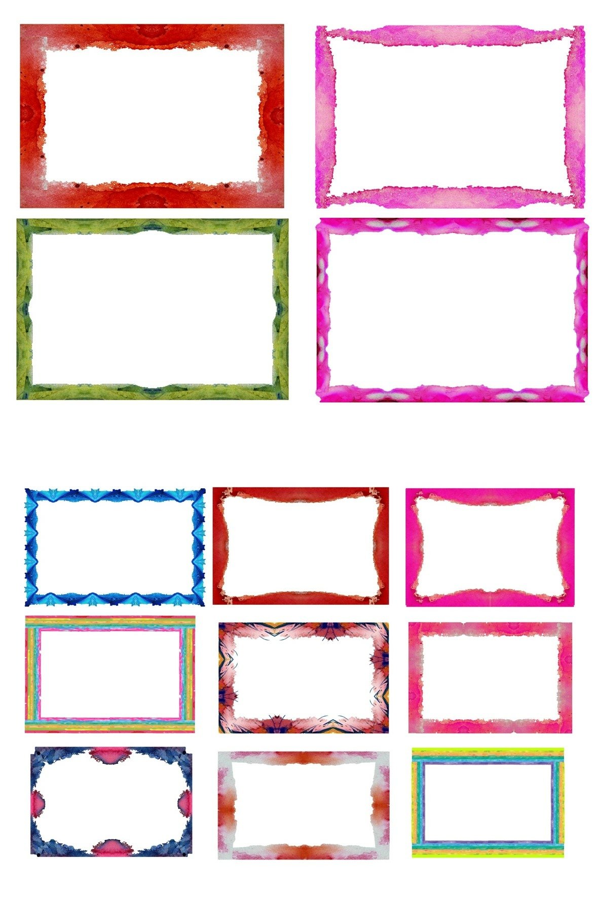 watercolour colourful borders separate JPEG files