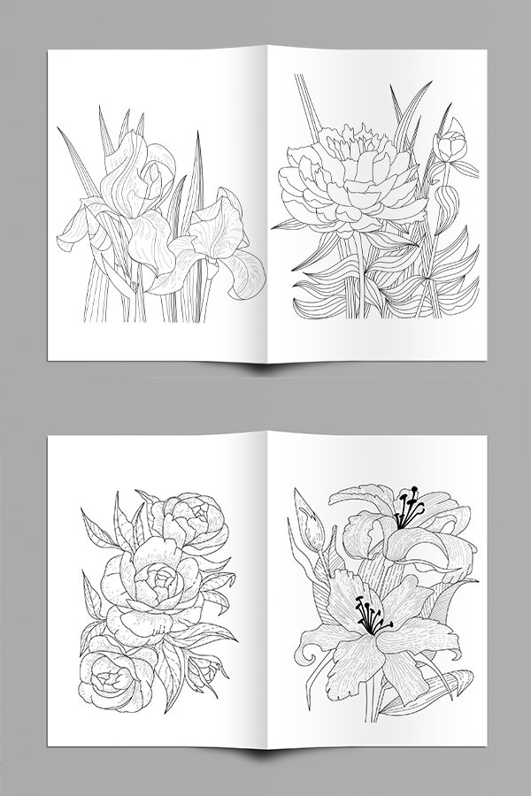 Floral coloring pages. Graphic print (1197024) | Coloring Pages