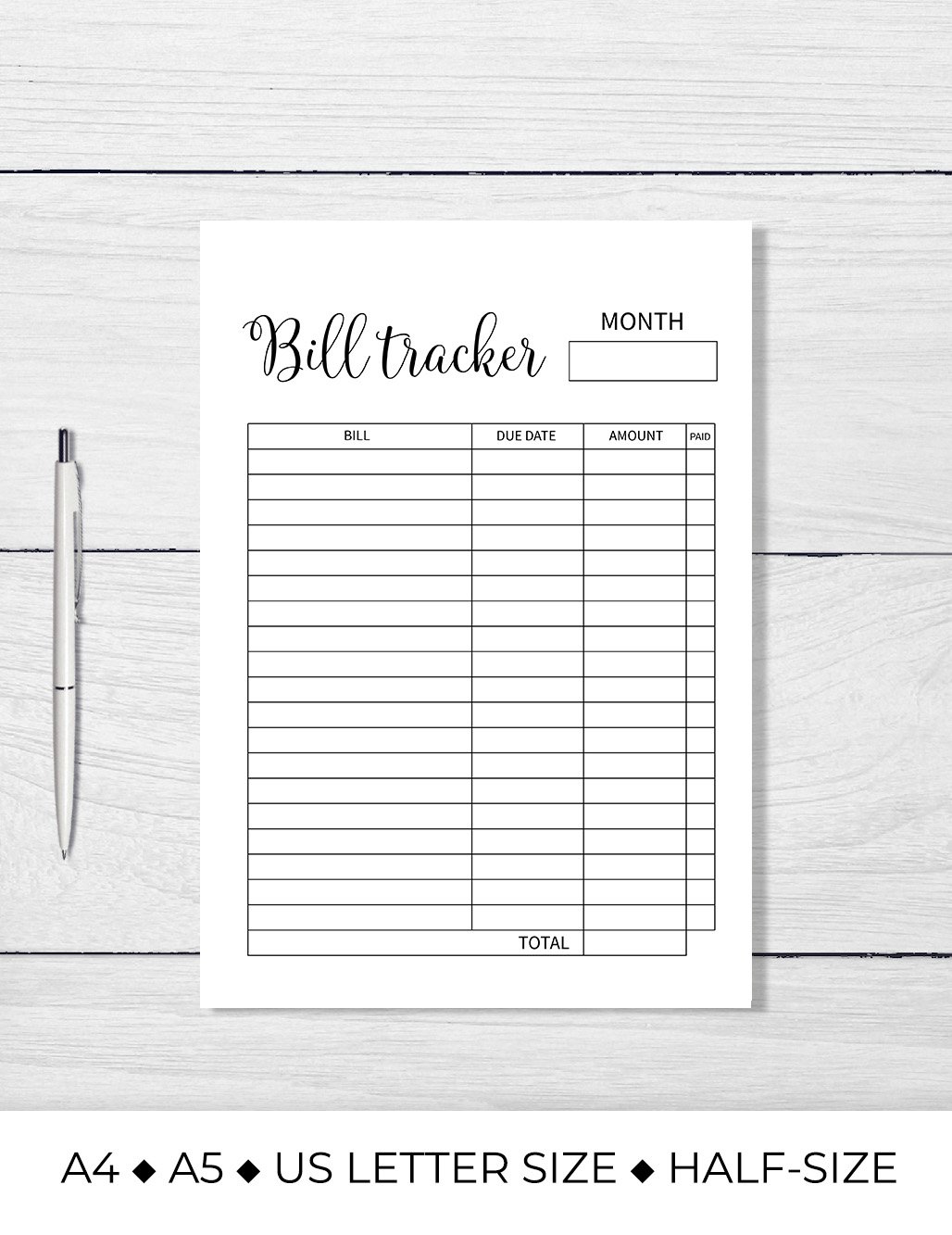 Bill Tracker. Budget Planner inserts printable. (1354035)