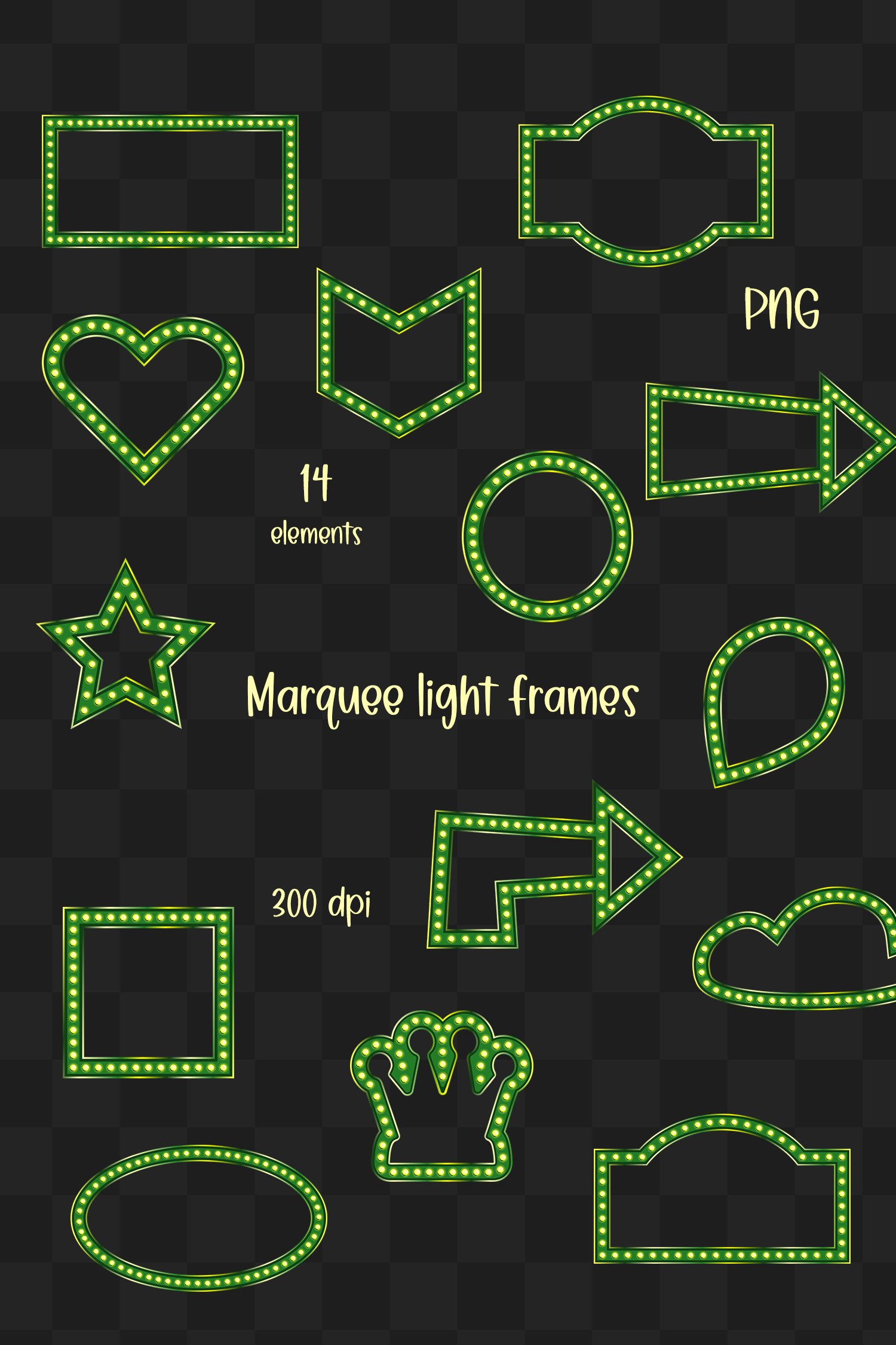 Set of red marquee frame PNG signboard