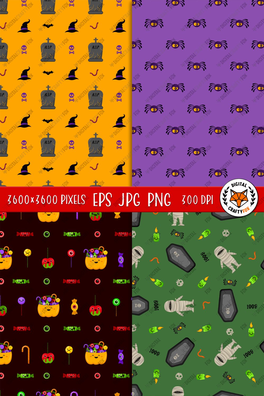 Halloween Seamless Pattern, Halloween Kawaii Digital Paper