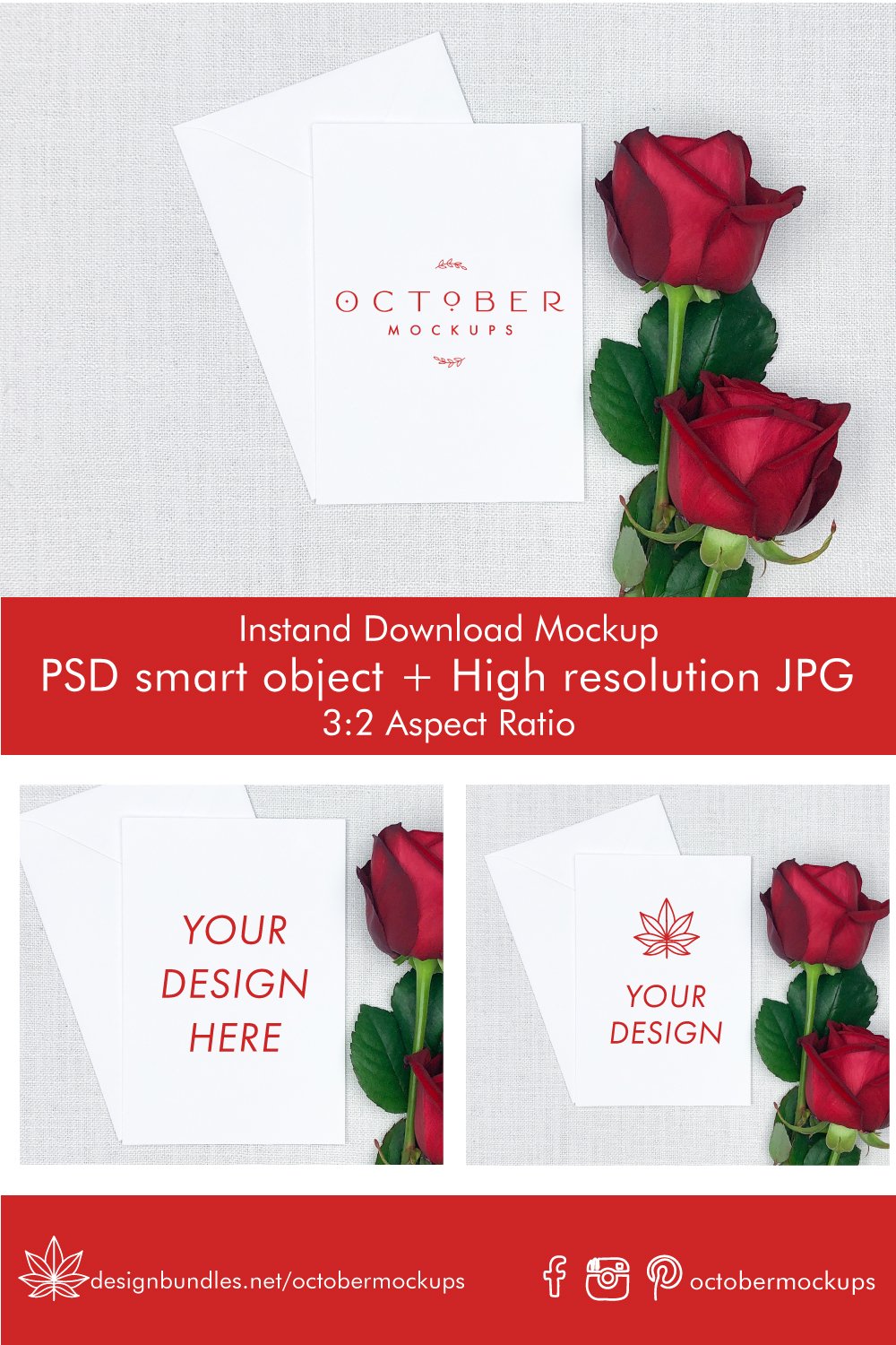Valentine's Day Card and Envelope Mockup in PSD & JPG
