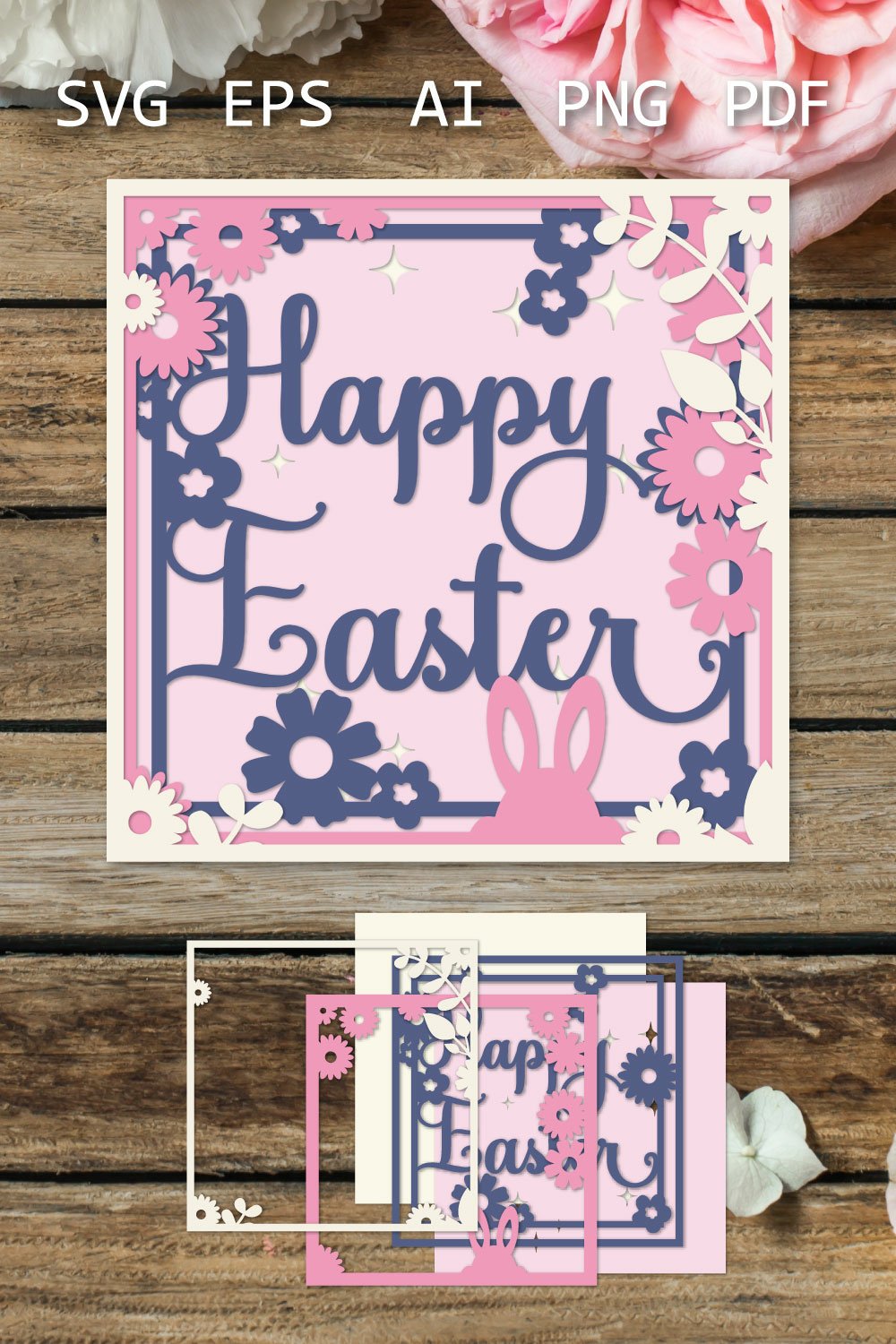 3D Layered Happy Easter papercut SVG, Easter paper craft