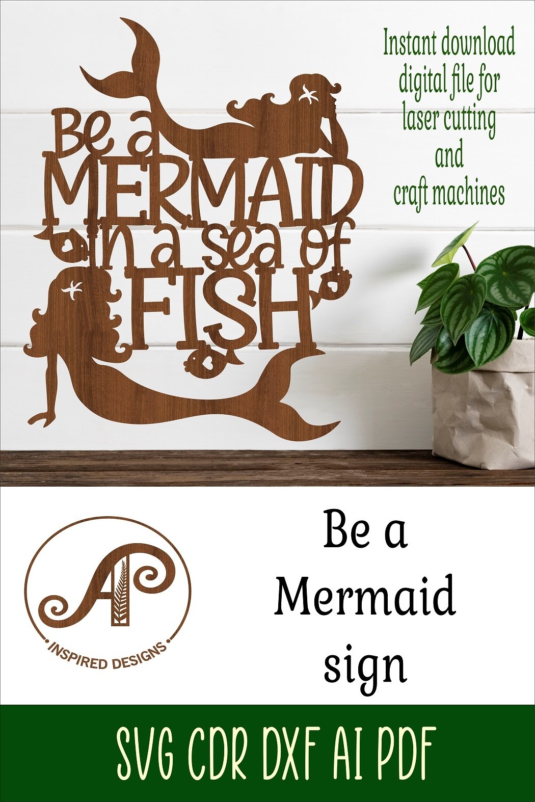 Be a mermaid sign svg laser cut file