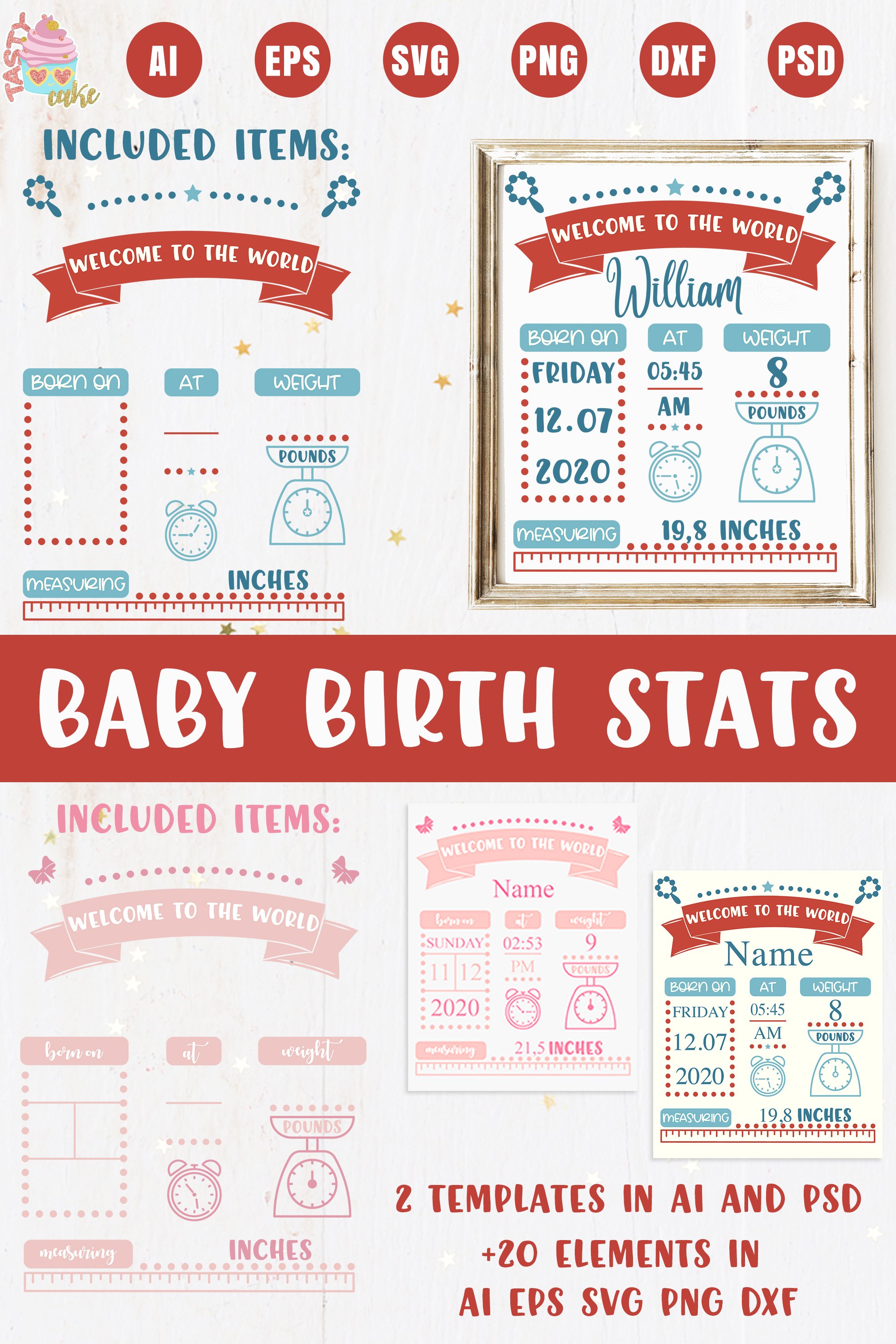 Baby Birth Stats Birth Announcement Template 868495 