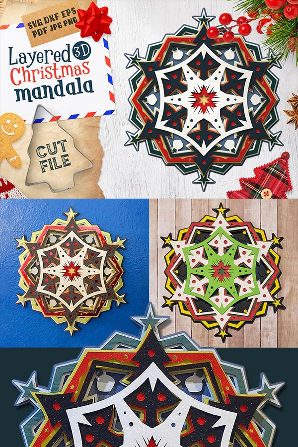 Christmas Mandala 3D Layered | Winter Ornament