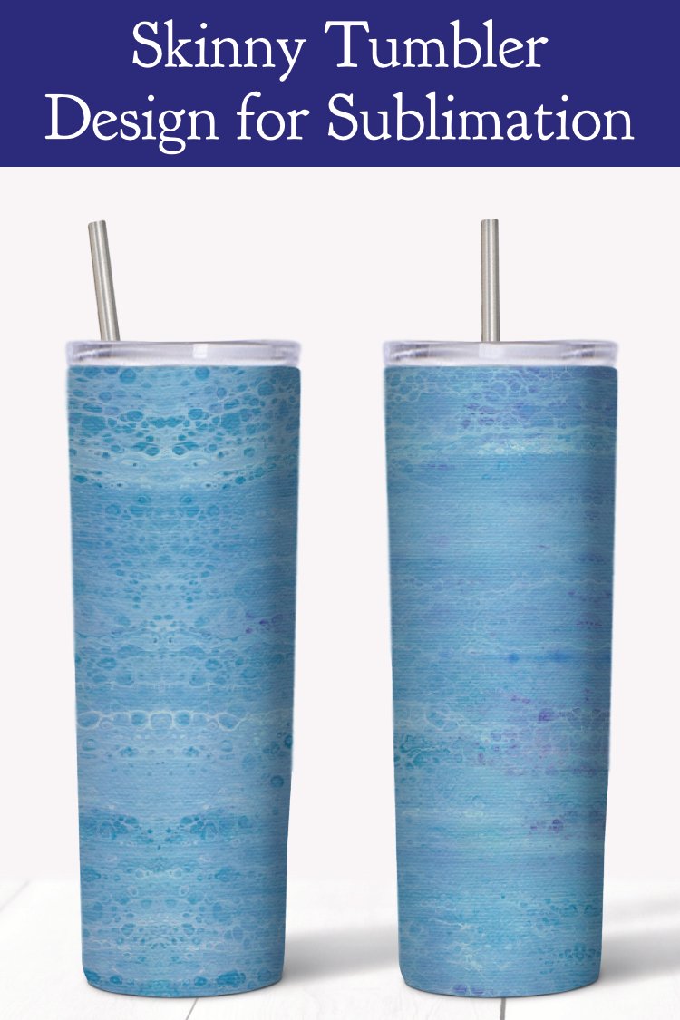 20 oz Skinny Tumbler Design | Blue Paint Texture PNG