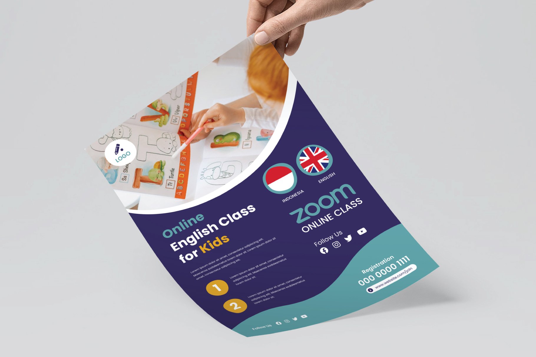 Online Language Class Flyer Template