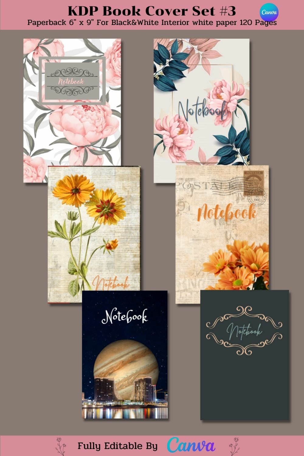 Kdp Book Cover Set 3 Canva Template Paperback