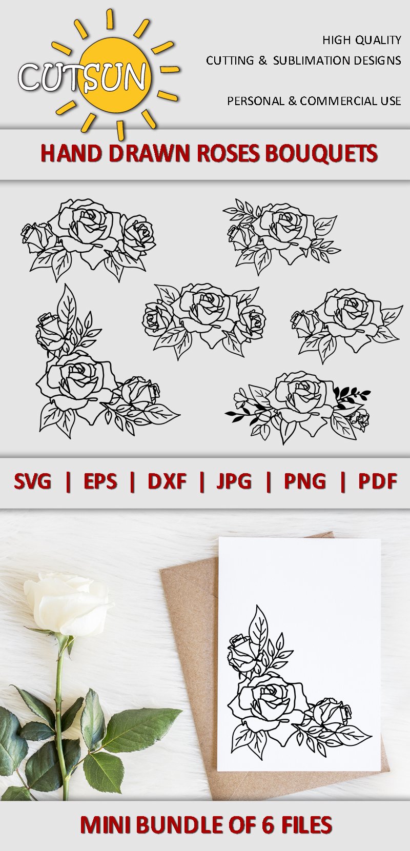 Svg Mini Roses Flowers SVG | Rose SVG | Rose bouquets mini bundle