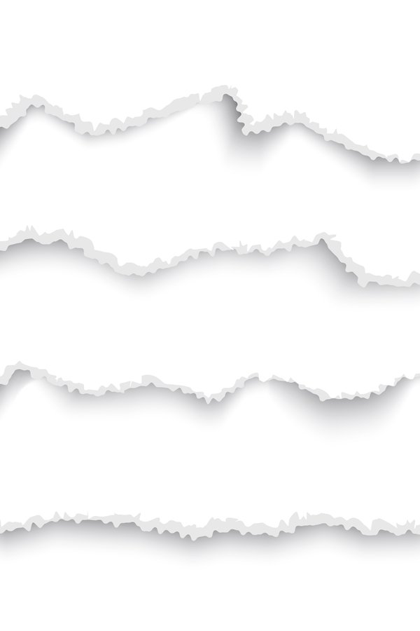 Torn paper white set. Horizontal rip edge strips. Ripped pap