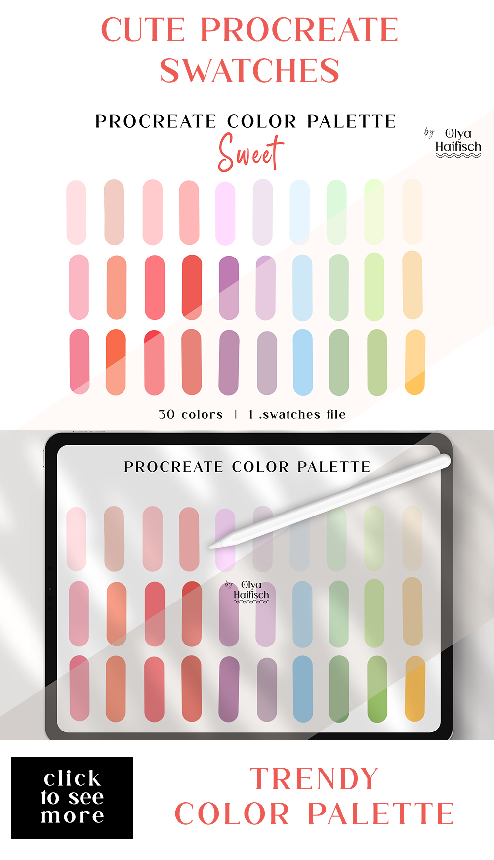 Cute Procreate Color Palette. Trending Color Swatches