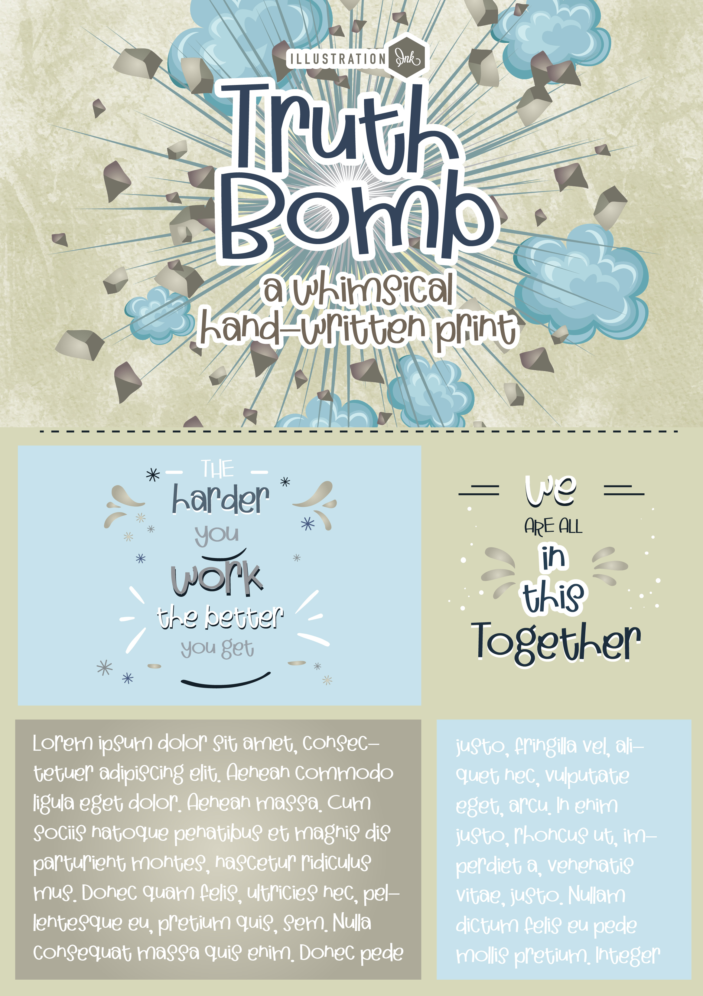 Hand-crafted, hand-written font