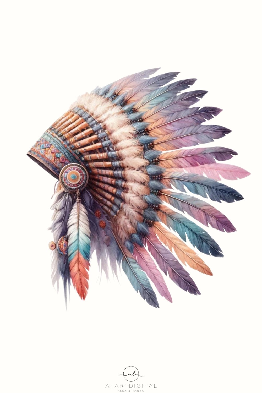 Digital Indian Headdress PNG, Native Owned Sublimation Print