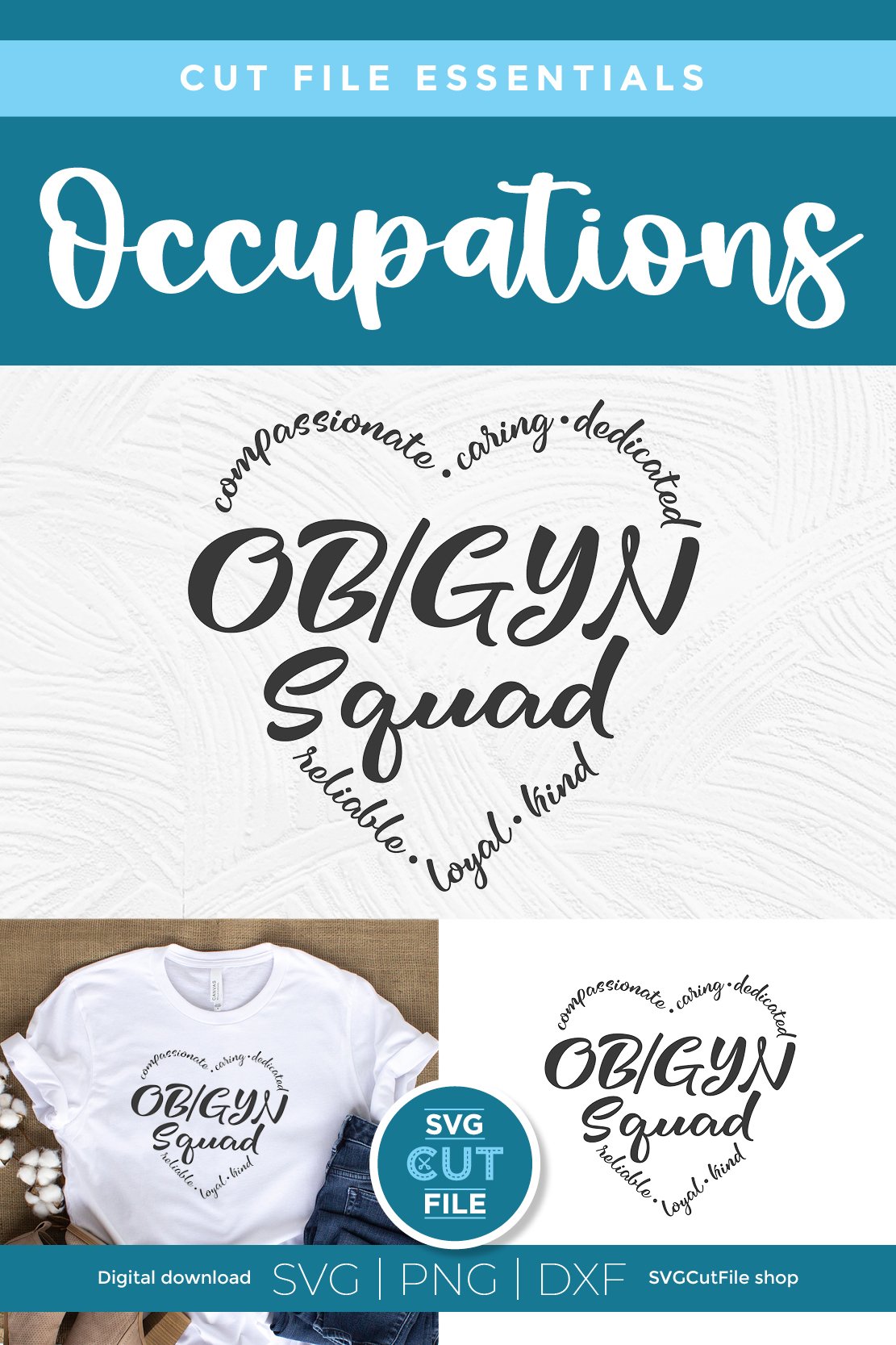 OBGYN squad svg with heart words