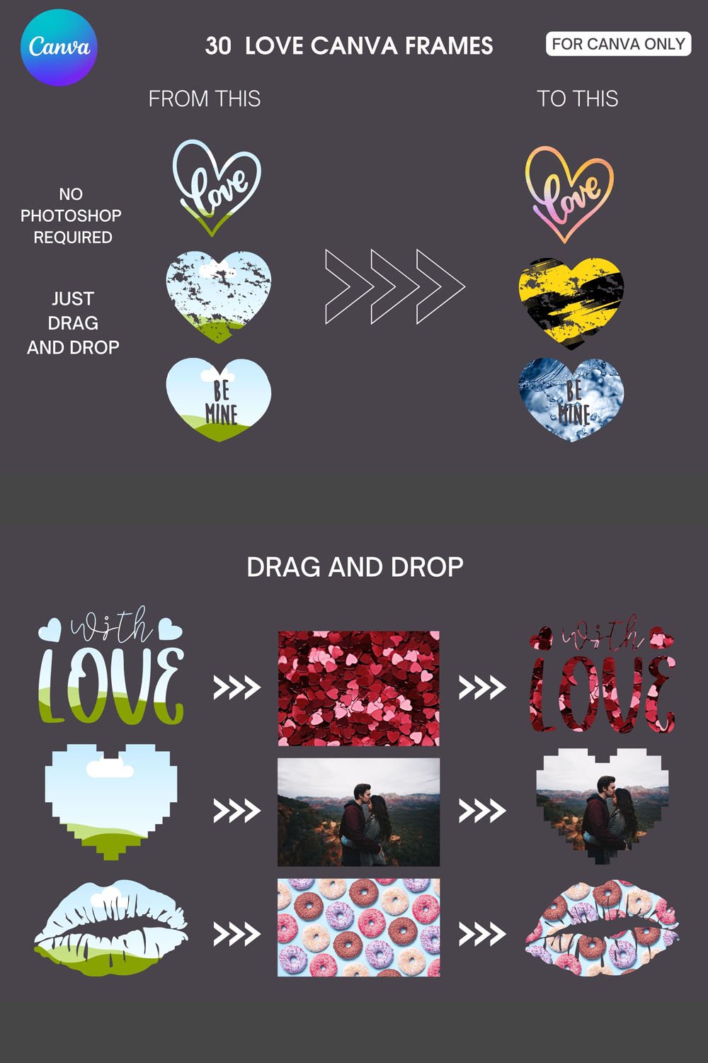 Valentine's Day CANVA Elements Frame Drag and Drop Your Des