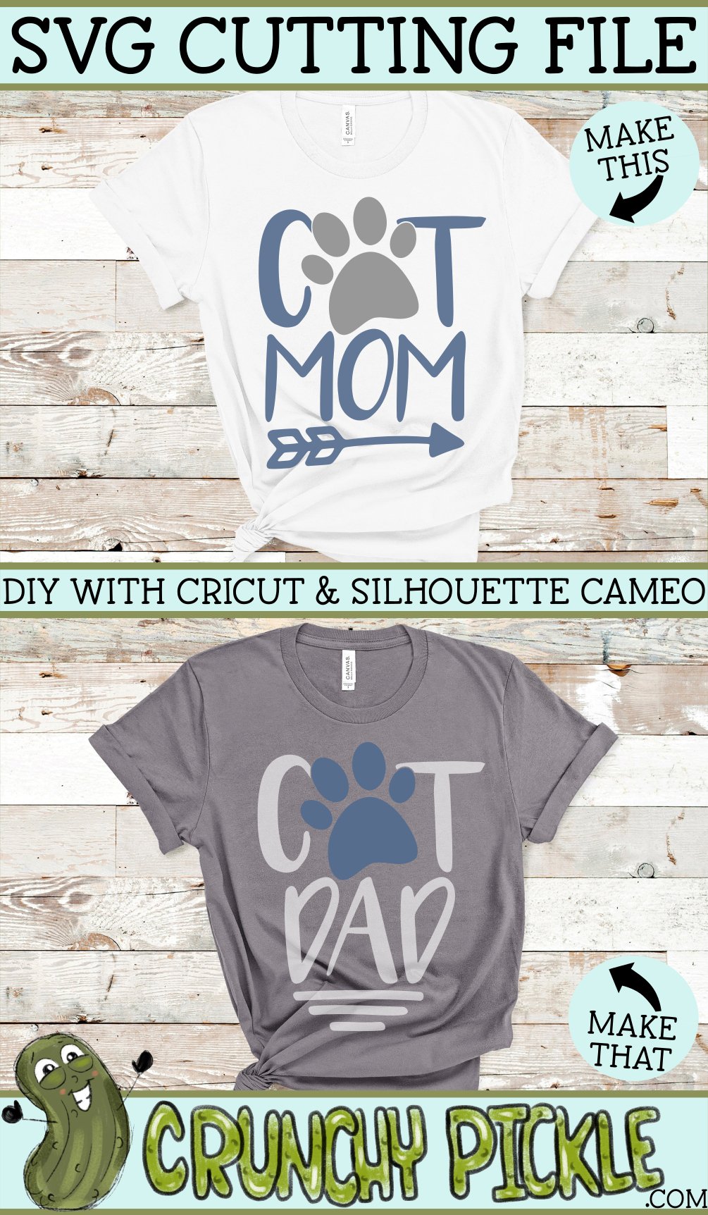 Cat Mom and Cat Dad Matching SVG Files