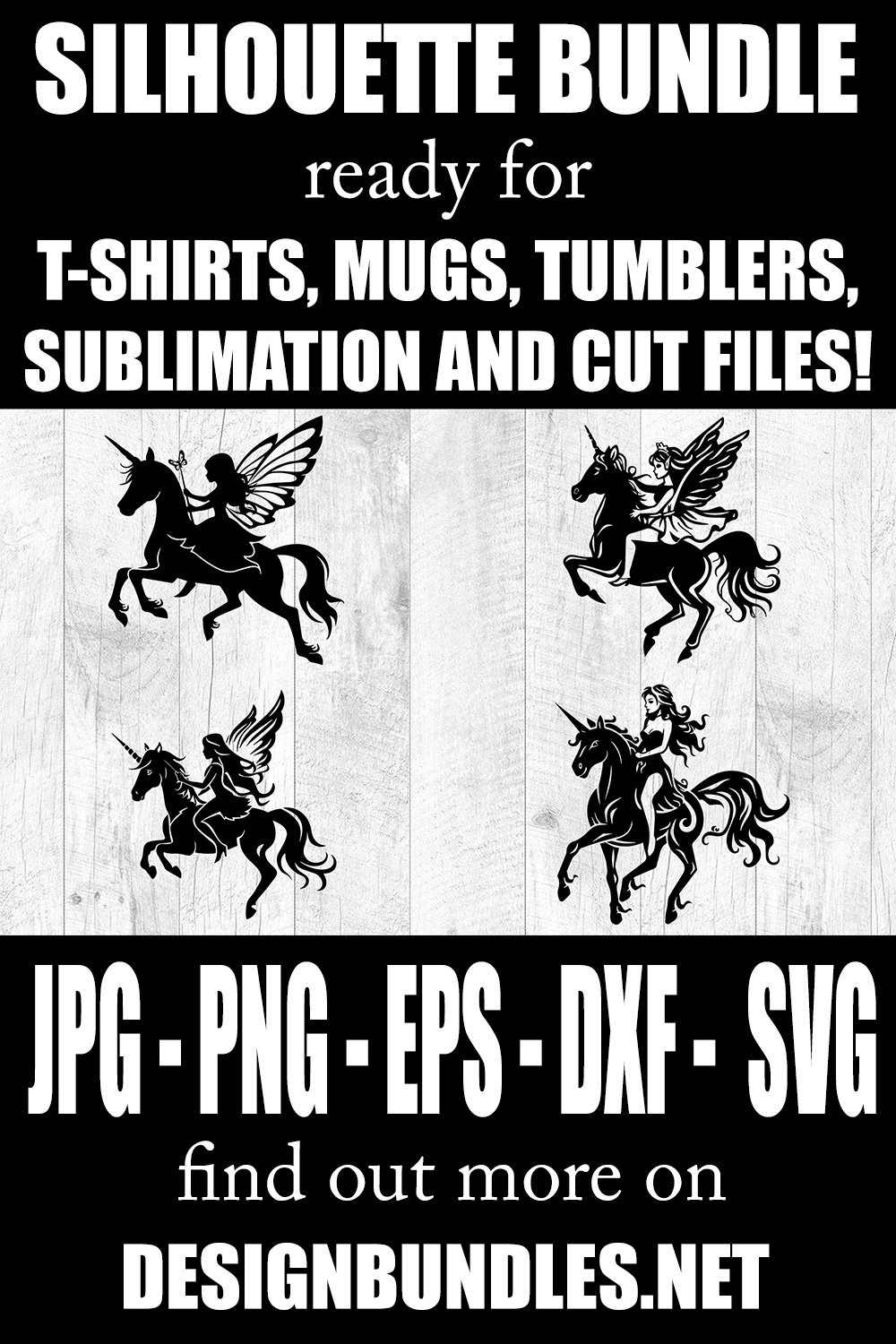 Fairy Riding Unicorn Silhouettes SVG EPS PNG (4002946)