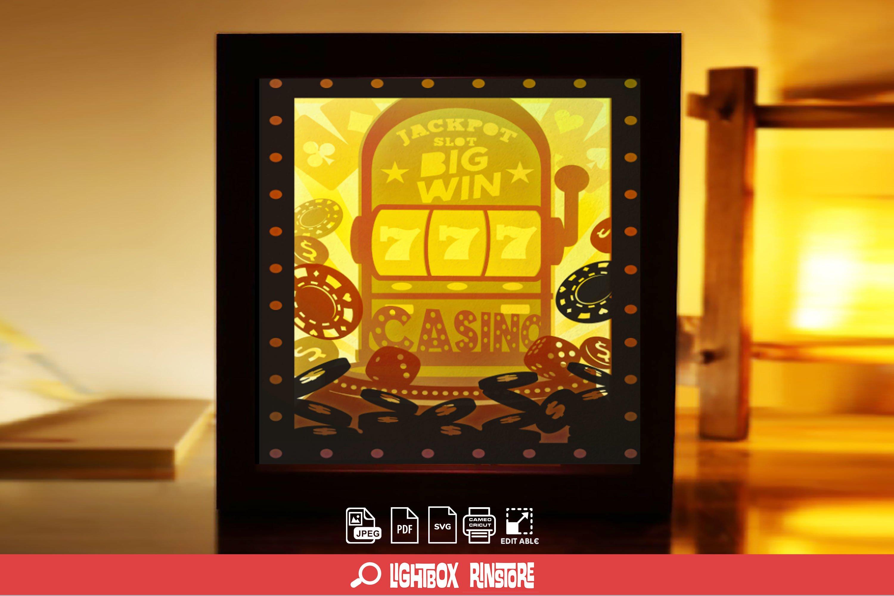 105 Slot Machine big win 3D Shadow box Template