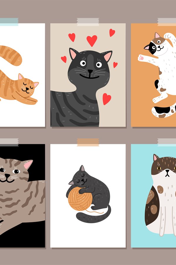 Cute cats card backgrounds