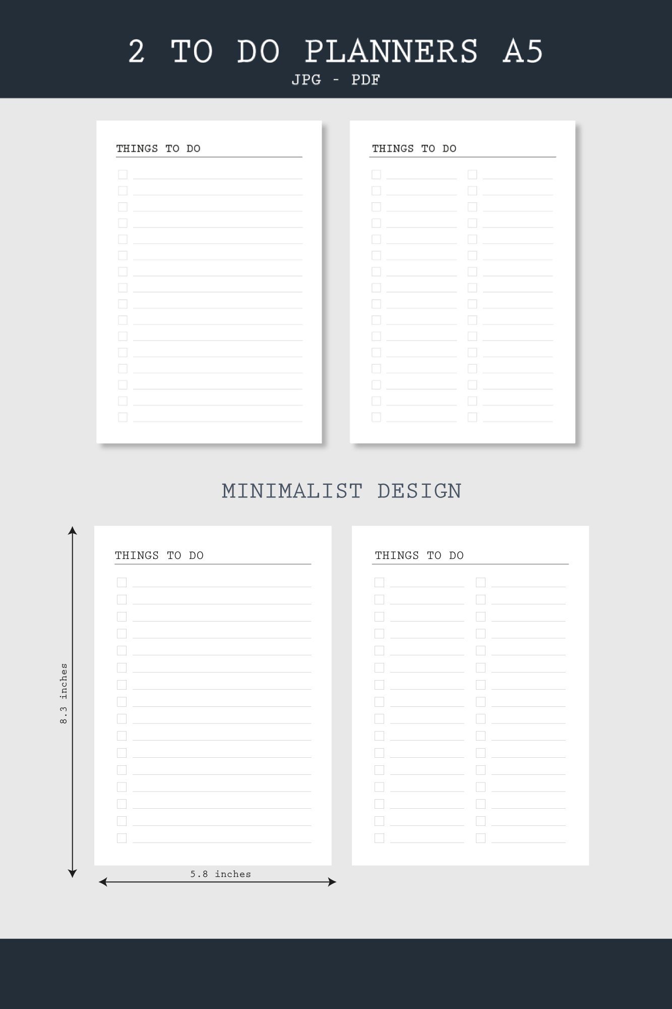 2 To do list planner pages for bujo pages printable A5