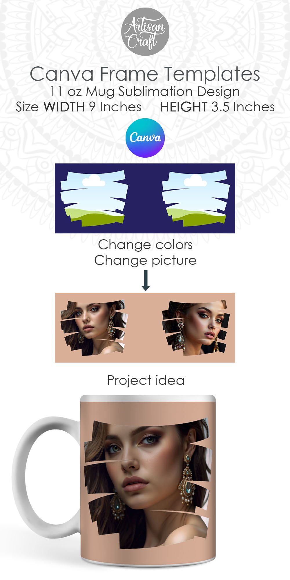 Canva Mug Template Canva Frames photo mug brushstroke
