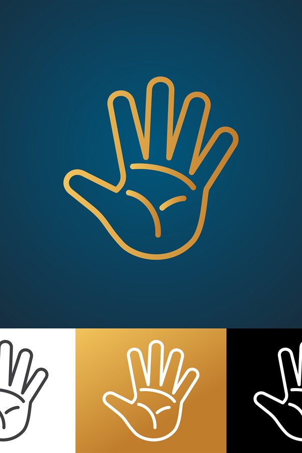 Open hand vector icon