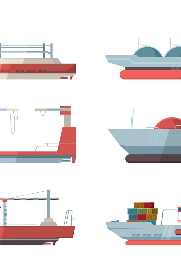 Cargo ship. Marine vessel ocean ship with crane and containe