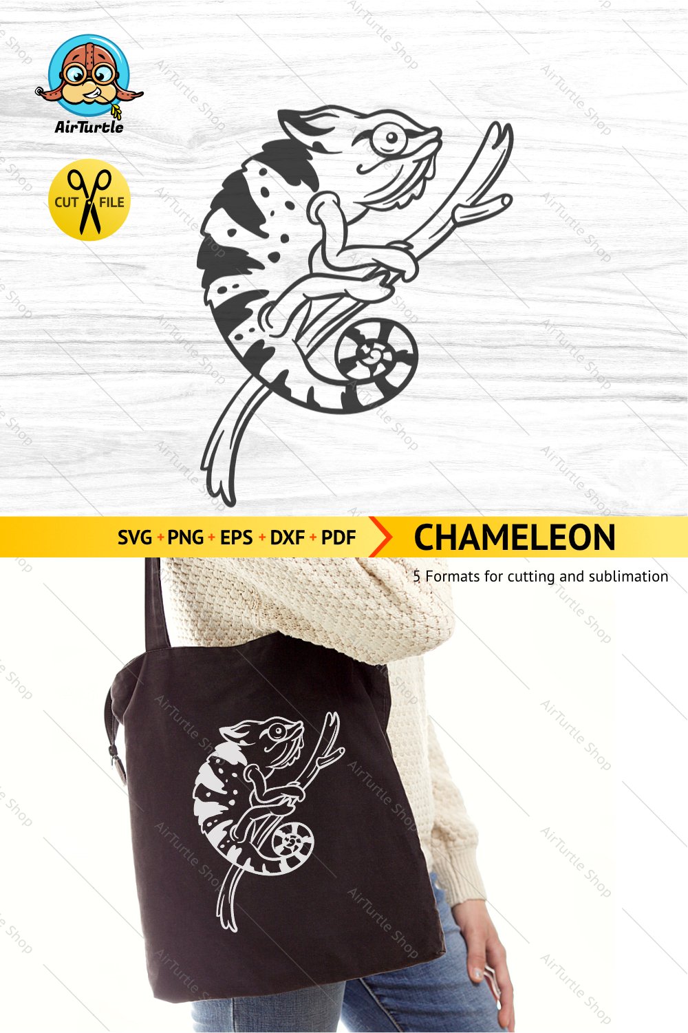 Chameleon Outline SVG | Tropical Animal SVG, Vector File