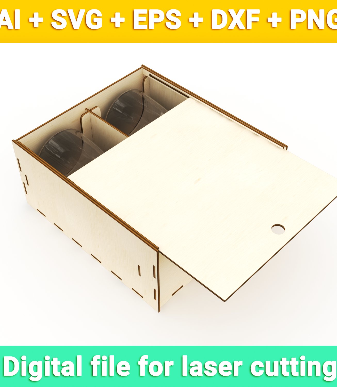 Wine glass box vector for CNC svg vector file