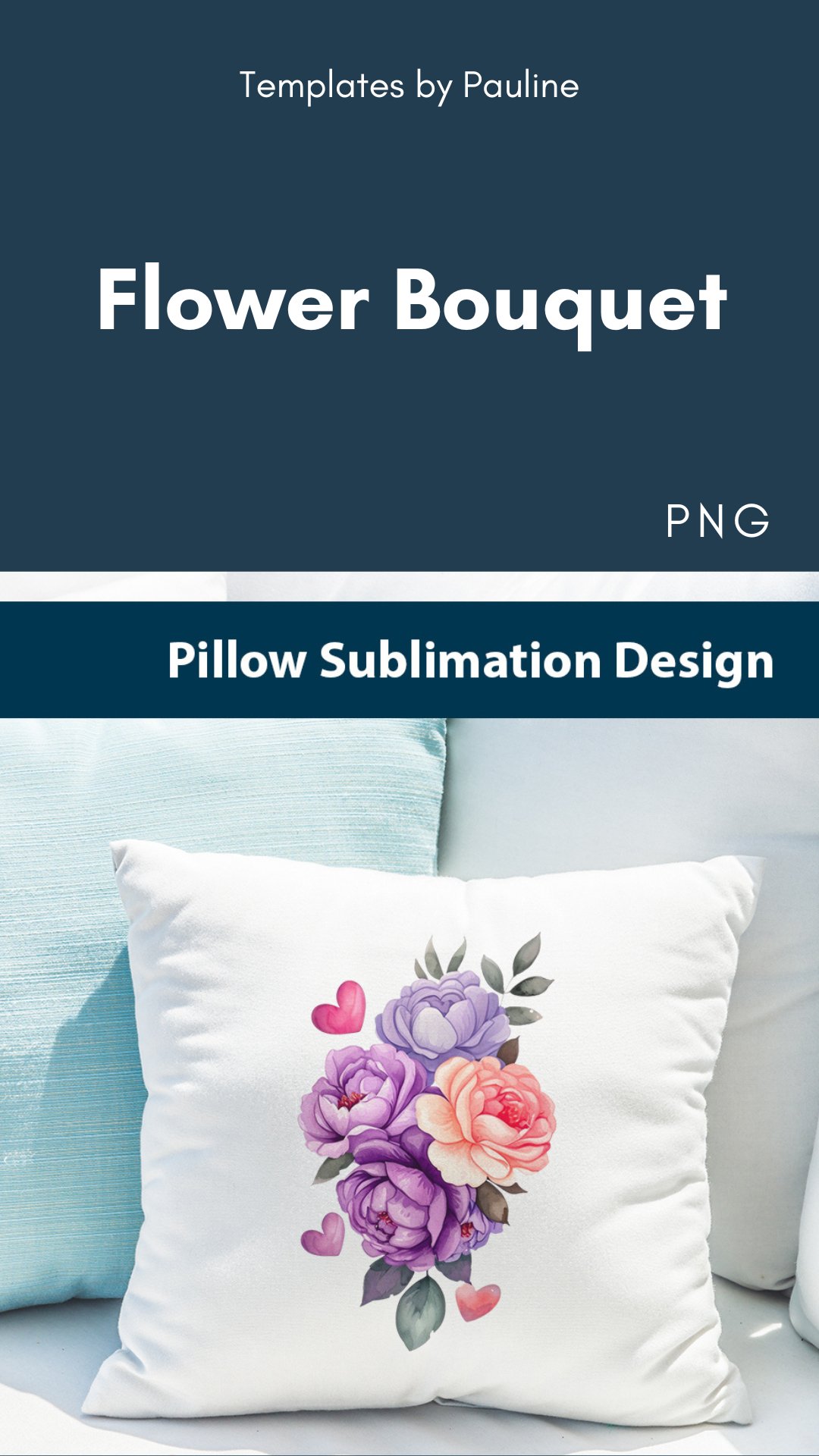 Pink Flower Pillow Case Sublimation, Bouquet Pillow Cover