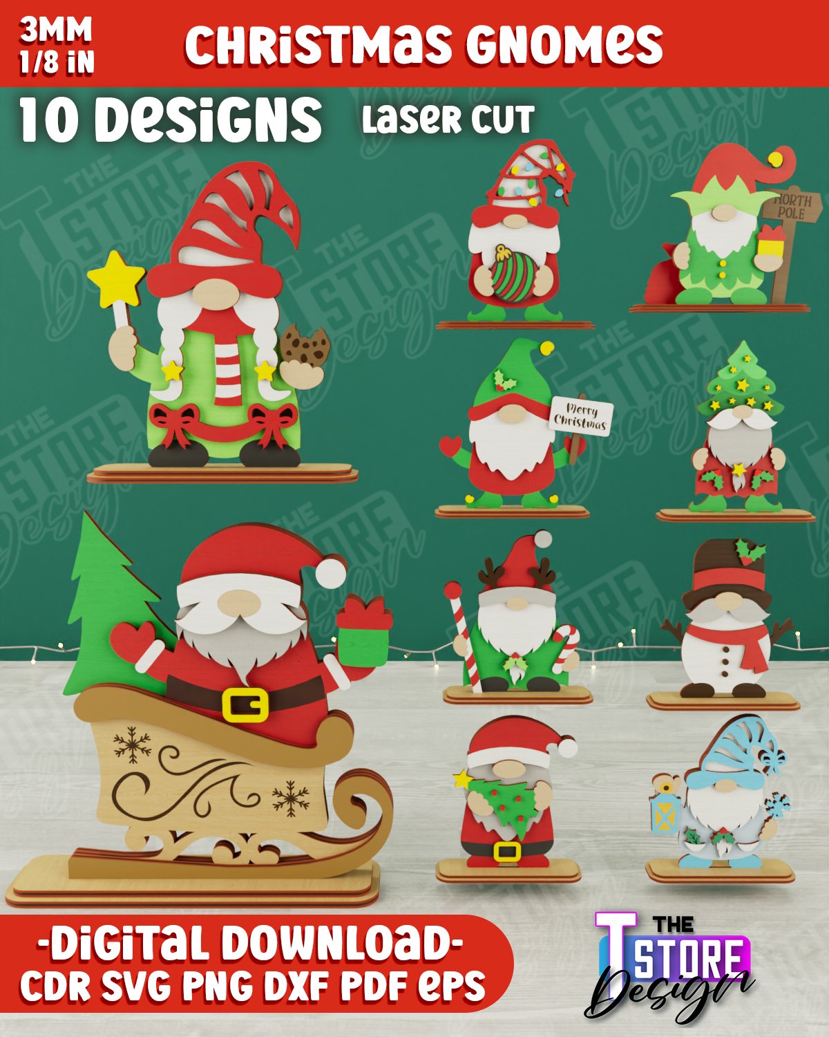 Christmas Gnome Laser Cut Bundle | Christmas Decoration SVG