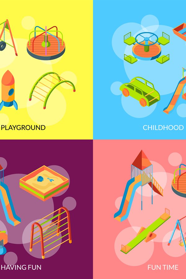 Vector isometric playground objects concept (845582)
