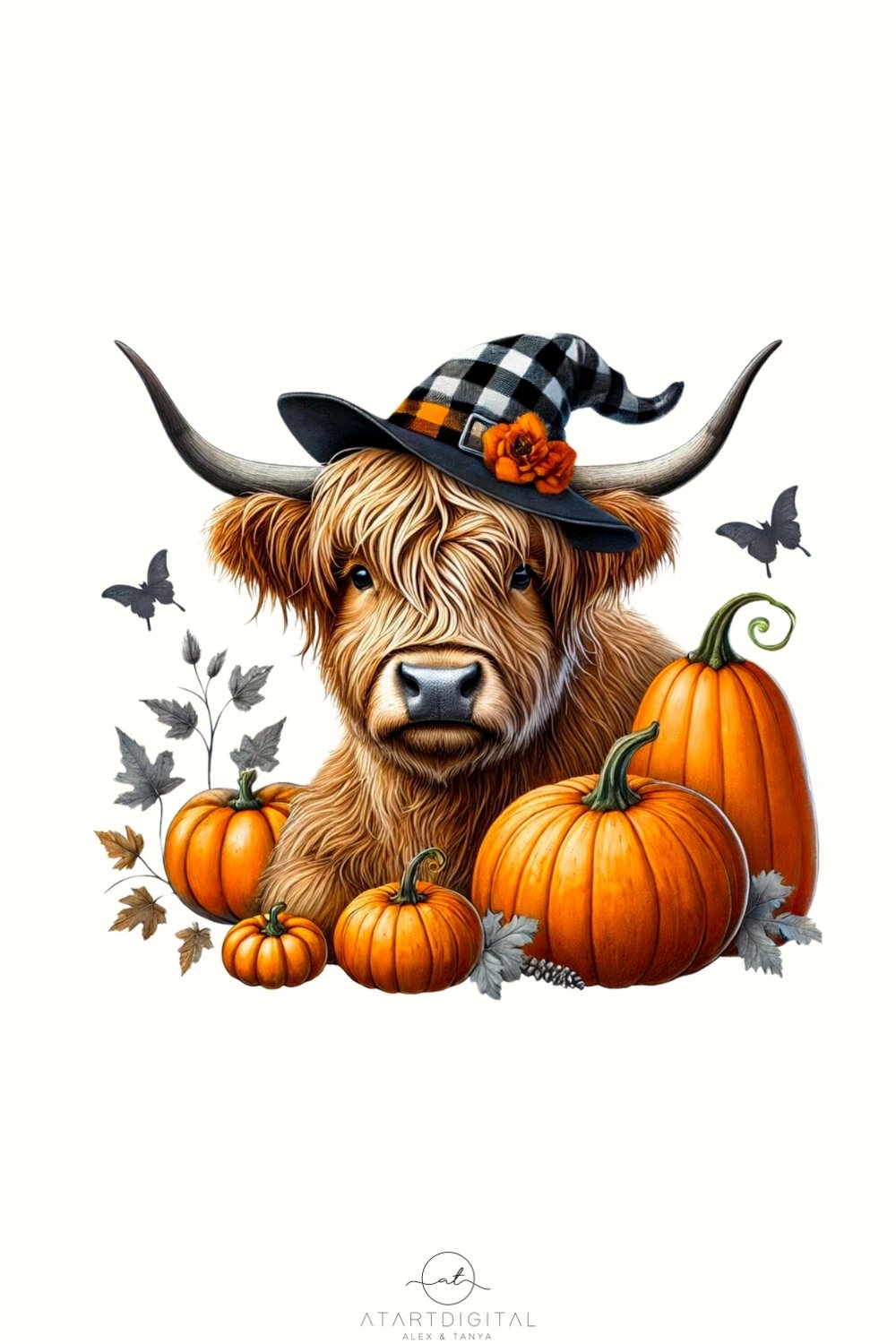 Rustic Fall Background Cow Autumn Highland Cow Digital Print for Crafting and Card