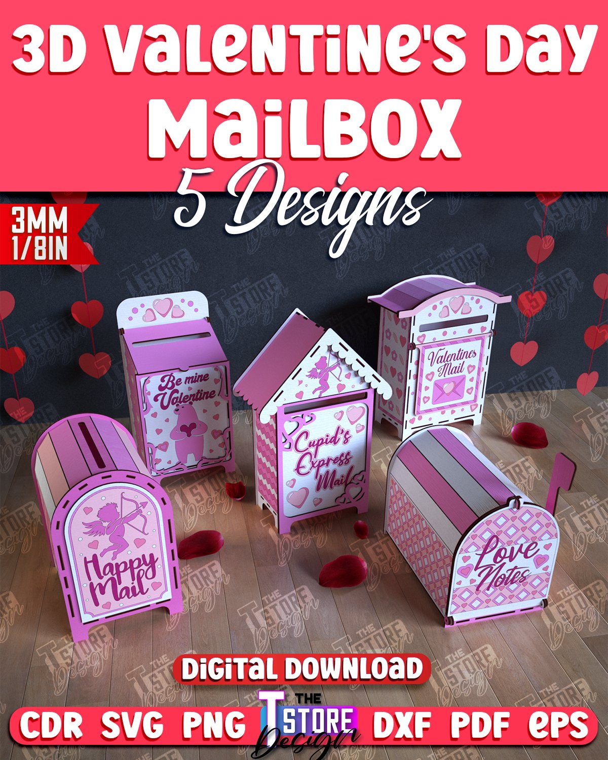 Valentines Day Mailbox Laser Cut Bundle| Letters (5012374)