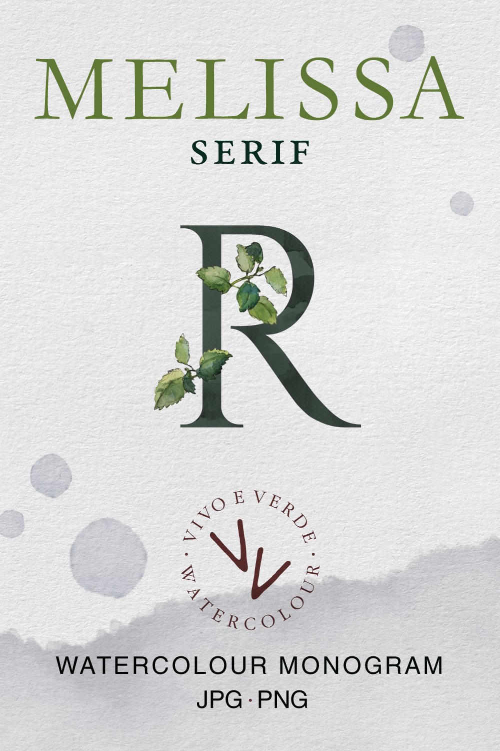 Sublimation monogram Letter R | Watercolour serif alphabet