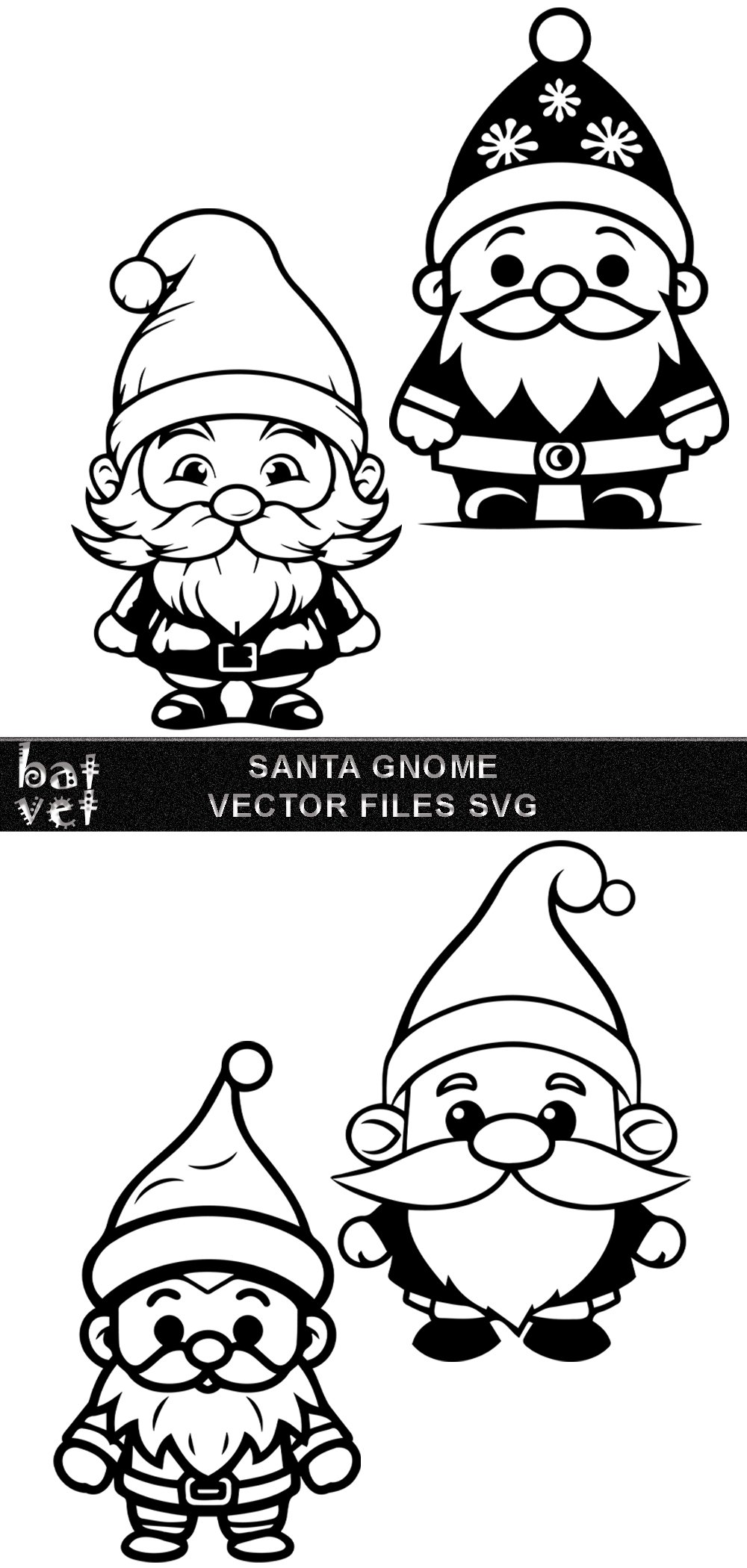 Santa Gnome SVG Vector File | Christmas Cutting File Design