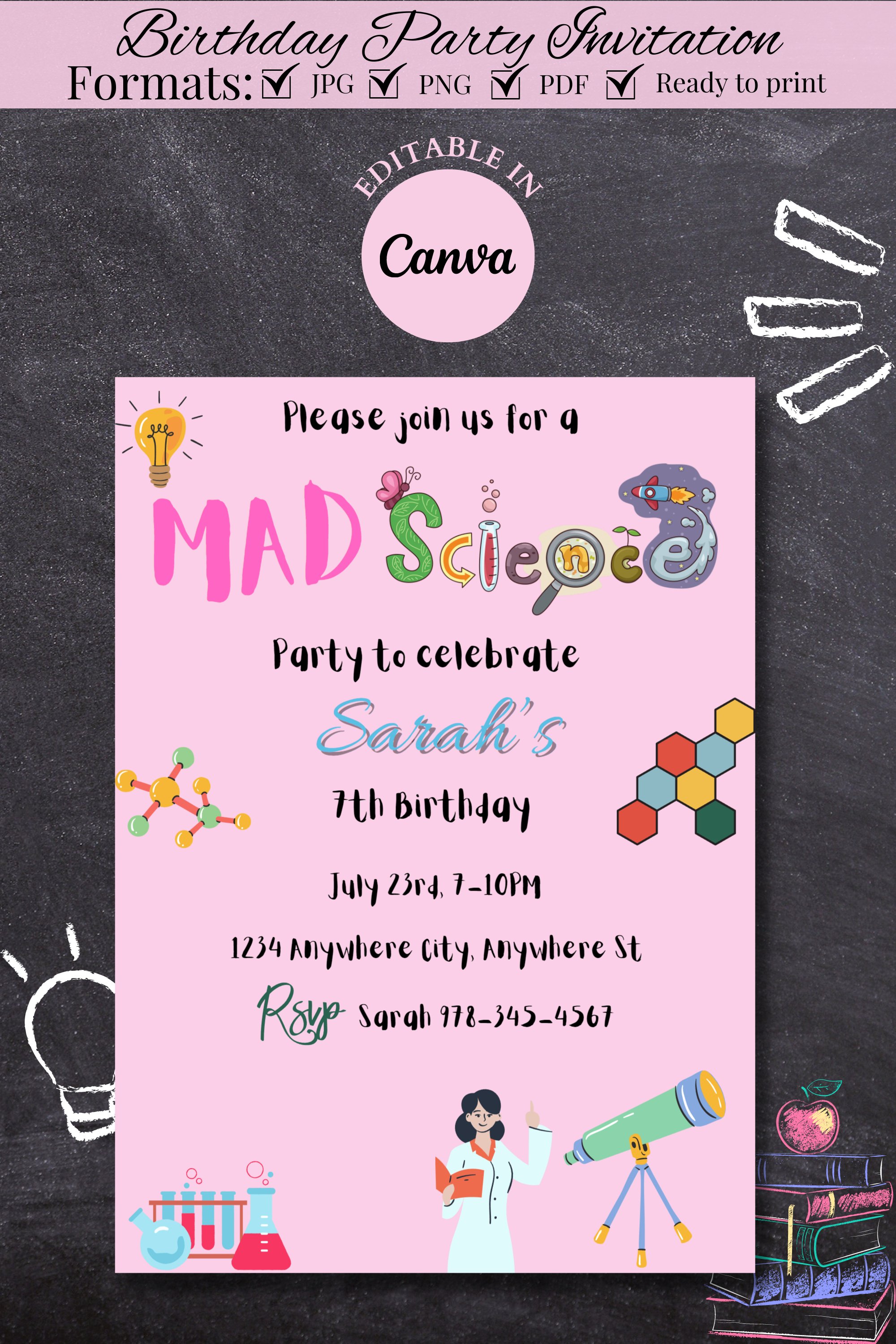 Printable Mad Science Birthday Party Invite (1953382)