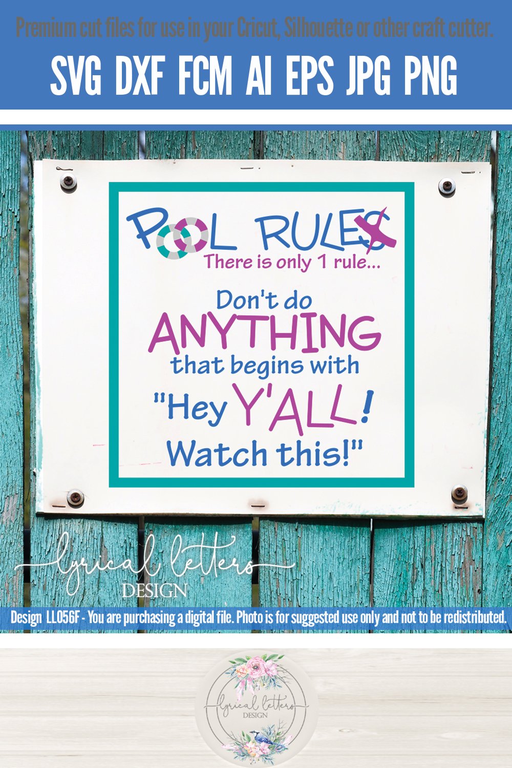 Pool Rules SVG DXF Cut File LL056F