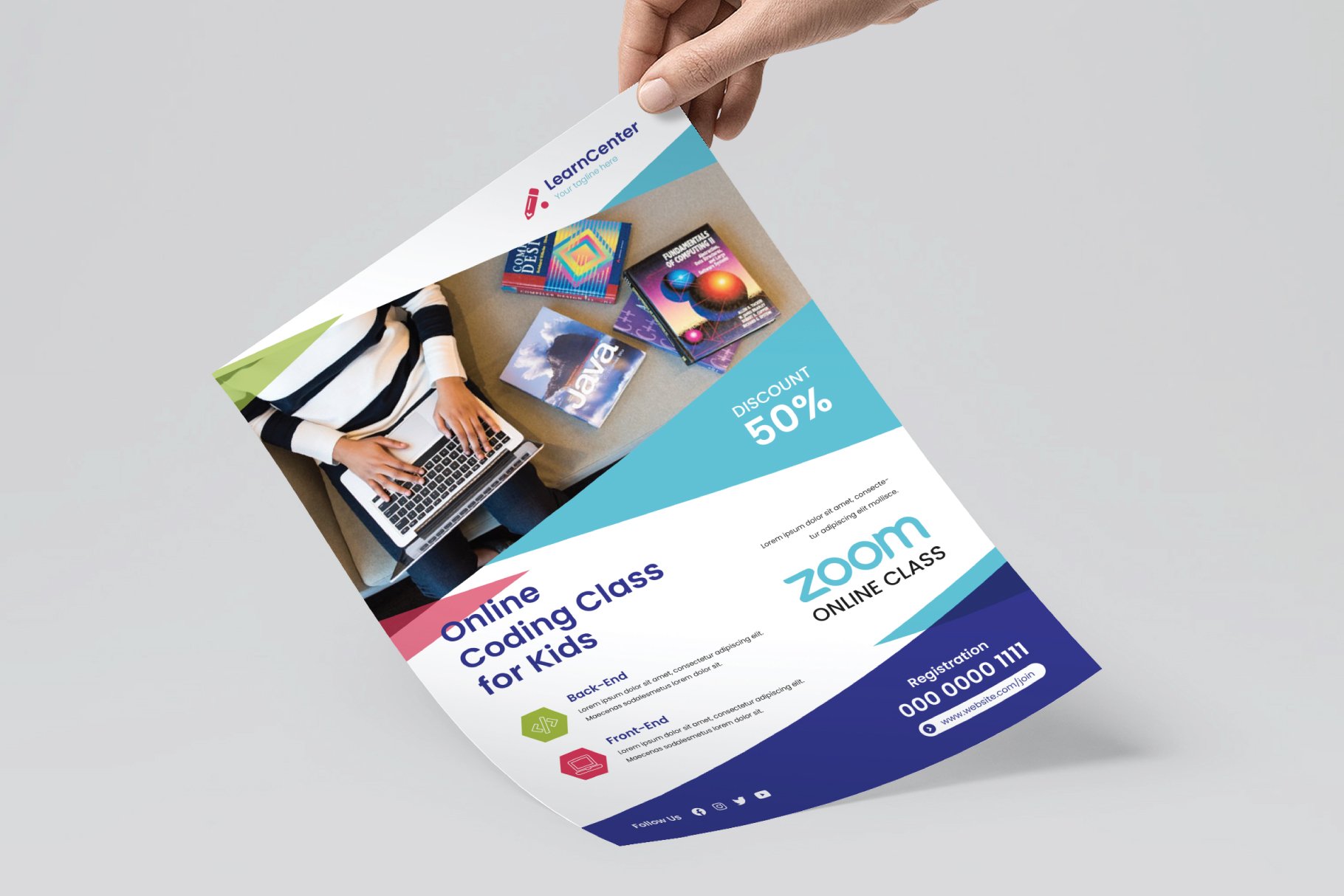 Online Coding Class For Kids Flyer Template