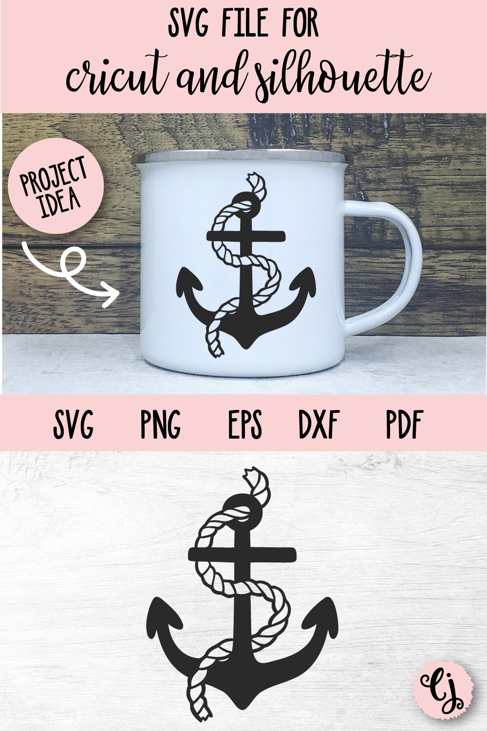 Anchor with Rope SVG File, Anchor SVG