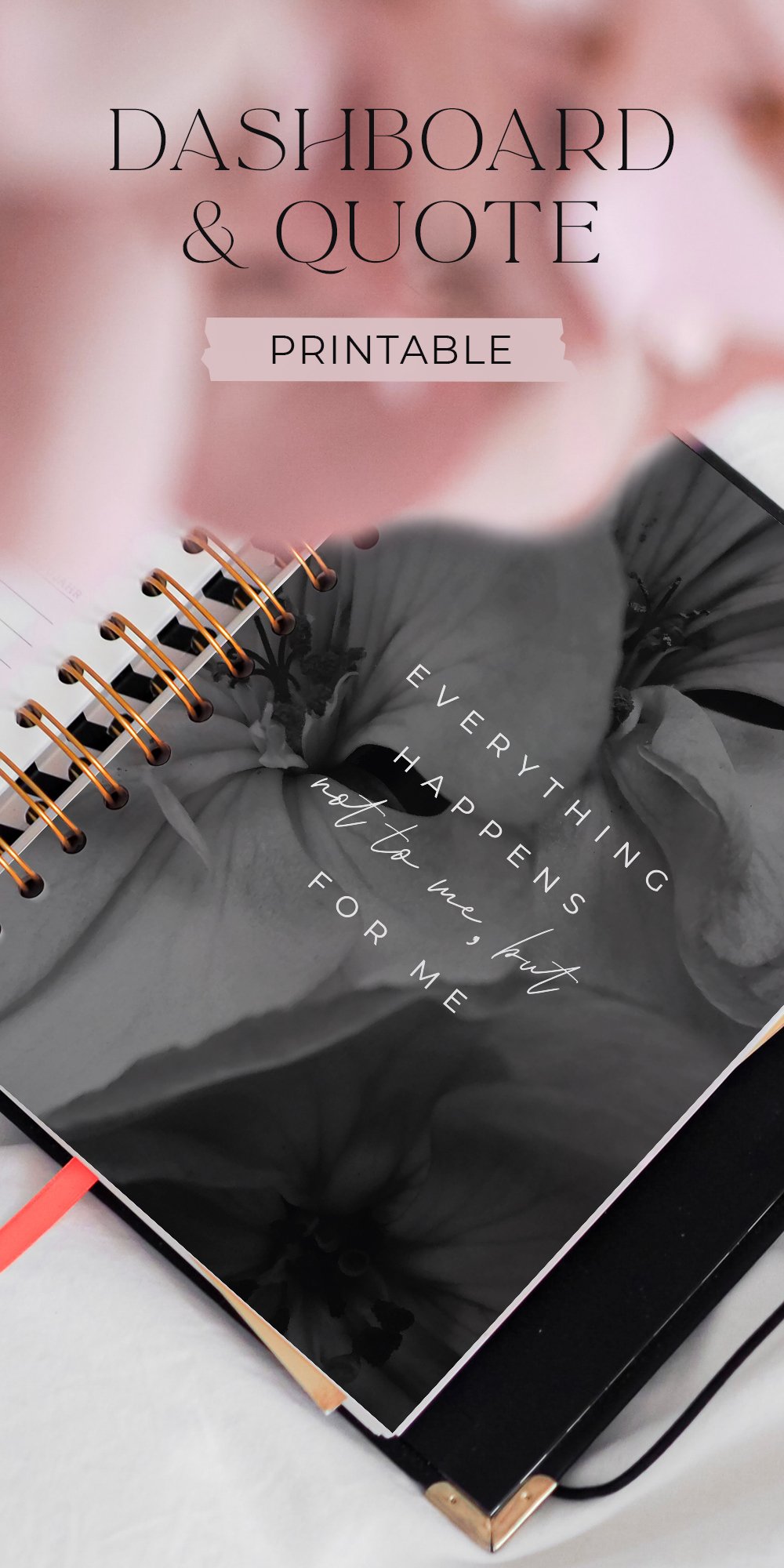 Black and White Motivation Planner Quote