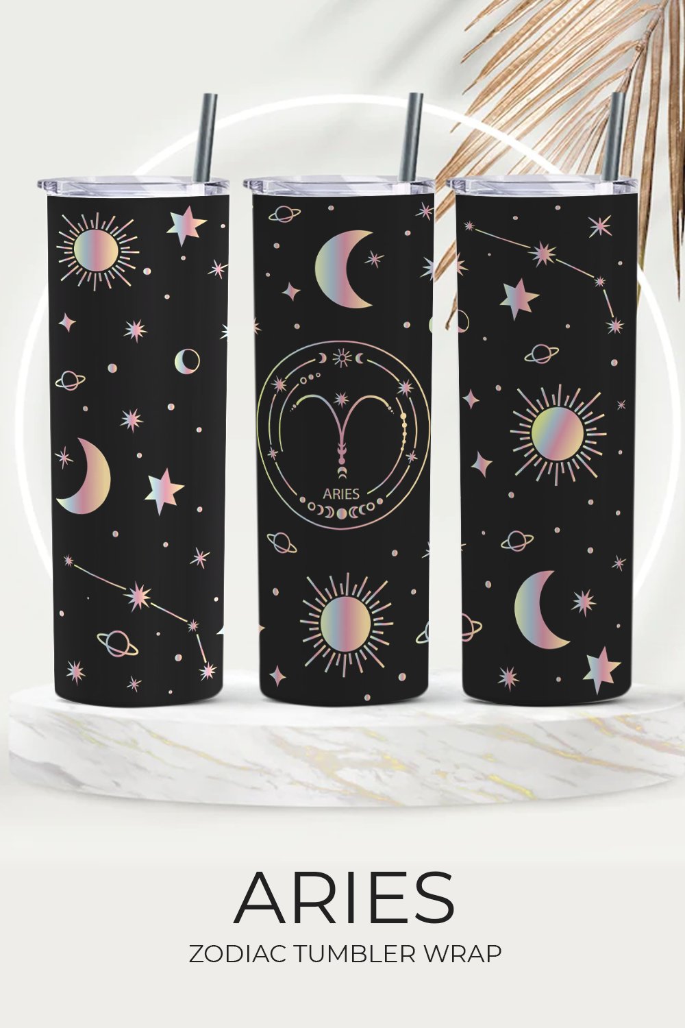 Aries sublimation tumbler wrap, zodiac tumbler 20 oz skinny