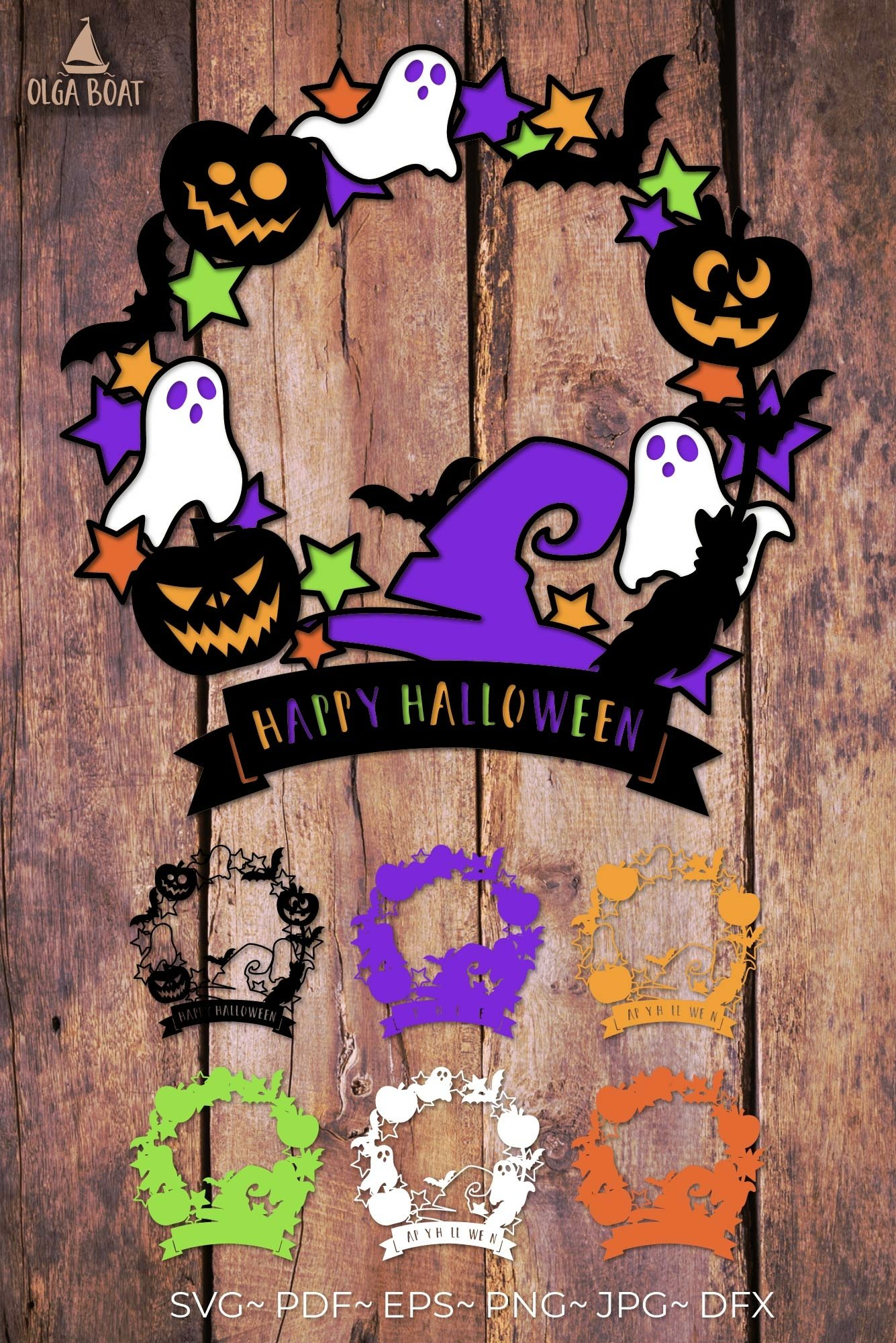 Happy halloween wreath svg | 3d Halloween door sign